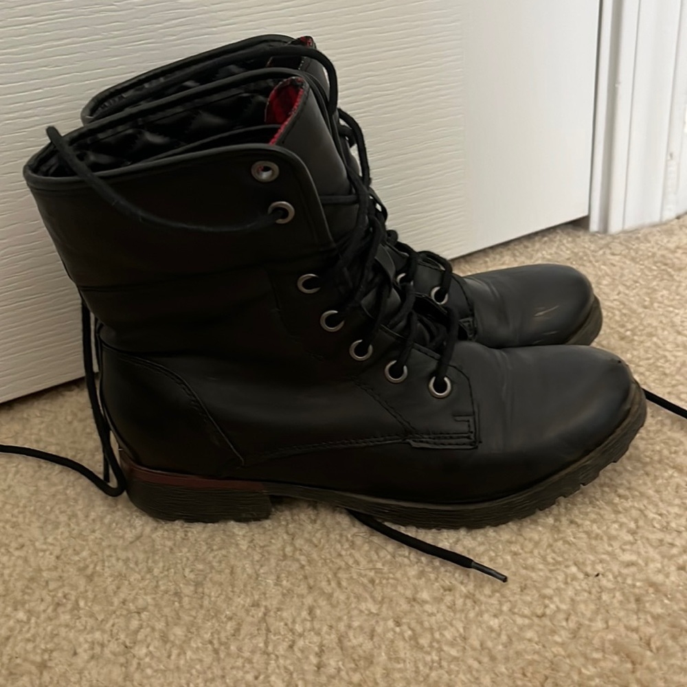 Black combat boots
